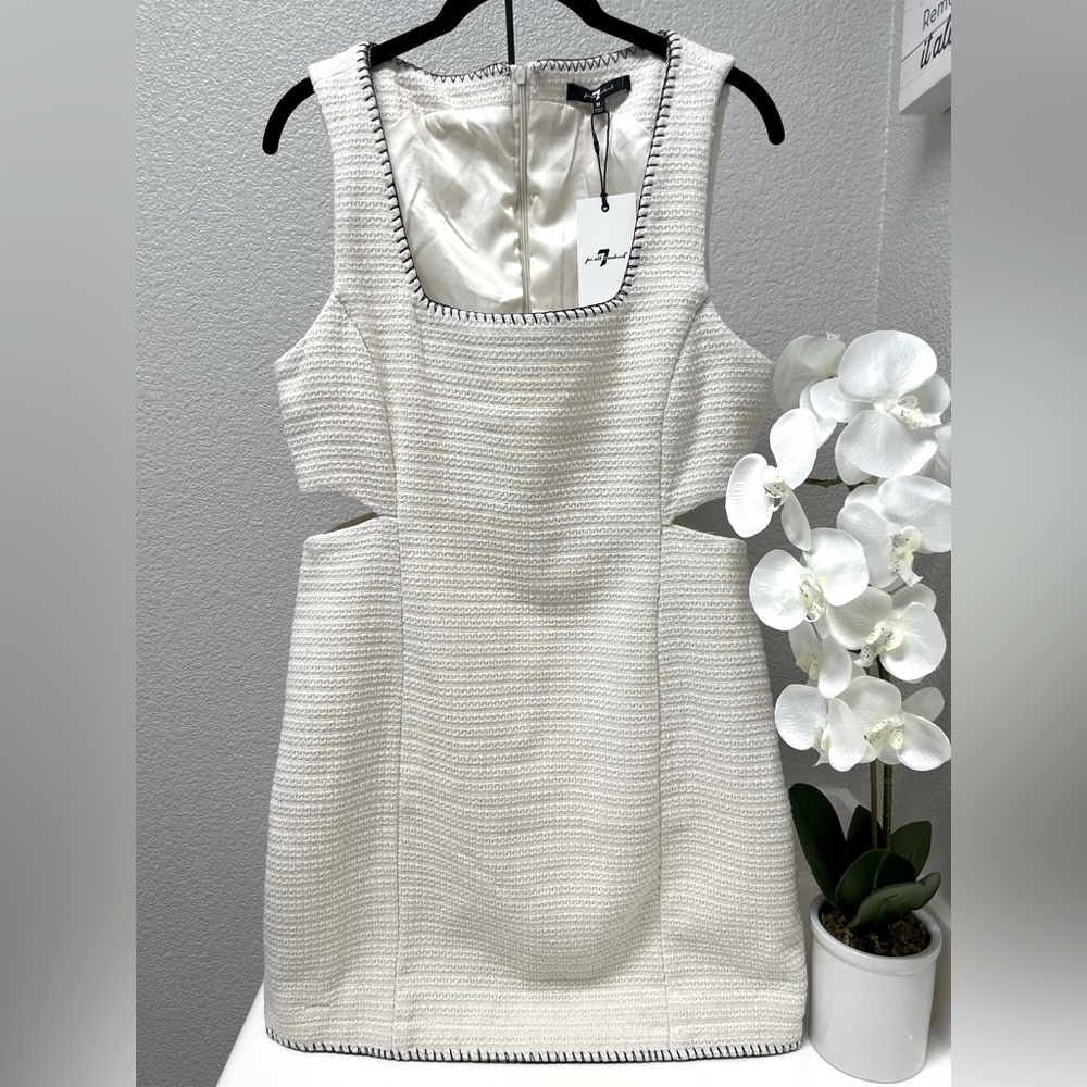 7 For All Mankind Mini-Dress Ivory Tweed NWT